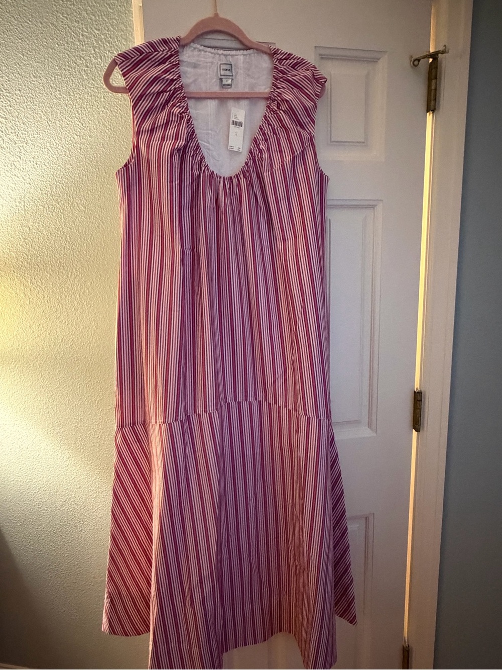NWT Anthropologie Maeve Cotton Pink Striped Sleeveless Dress Size Small